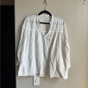 Eileen Fisher Organic Cotton Gauze Peasant Blouse Flowy Cottagecore Fisherman XS